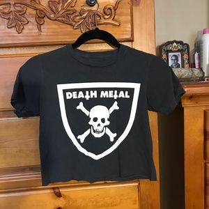 🆕 URBAN OUTFITTERS Crop Top Black Heavy Metal SX